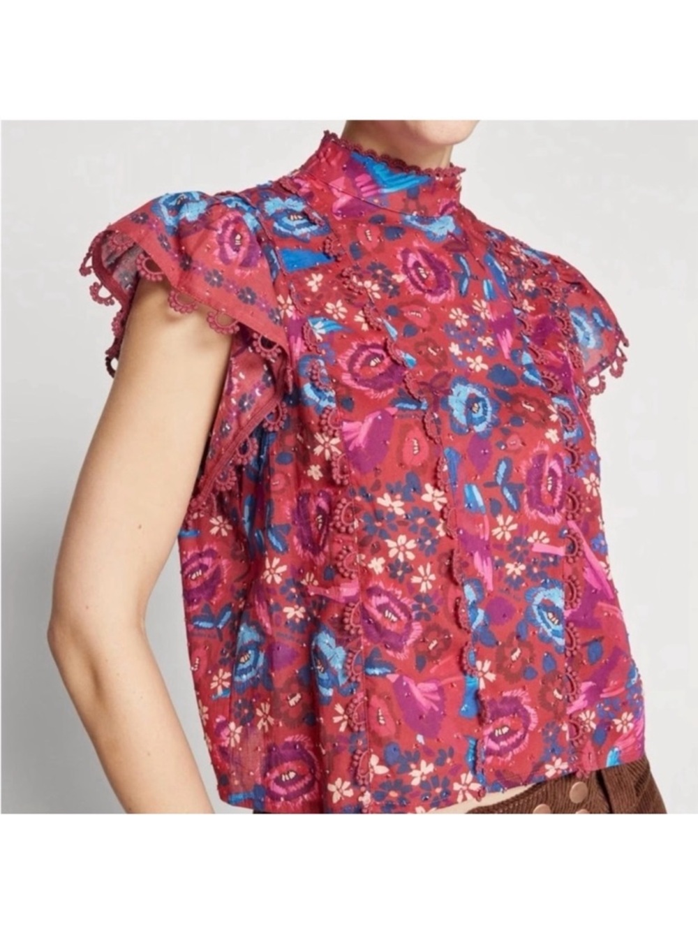 Farm Rio Rio Blush Blouse Floral Embroidered